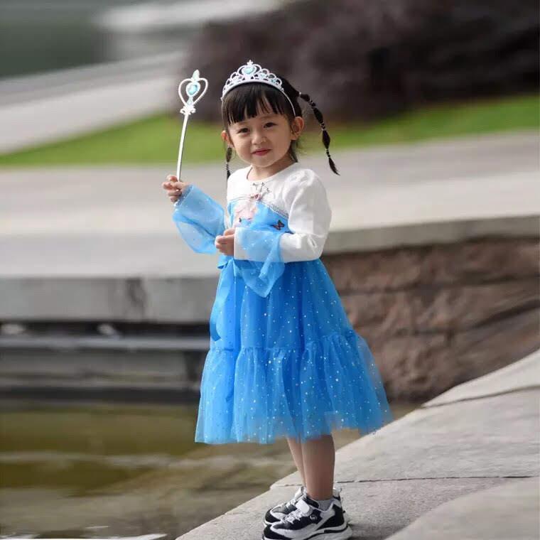 VÁY CÔNG CHÚA ELSA KÈM VƯƠNG MIỆN + ĐŨA THẦN