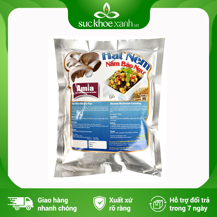 Hạt nêm nấm Bào Ngư Sức khỏe xanh - Bịch 450gr - Hàng chính hãng