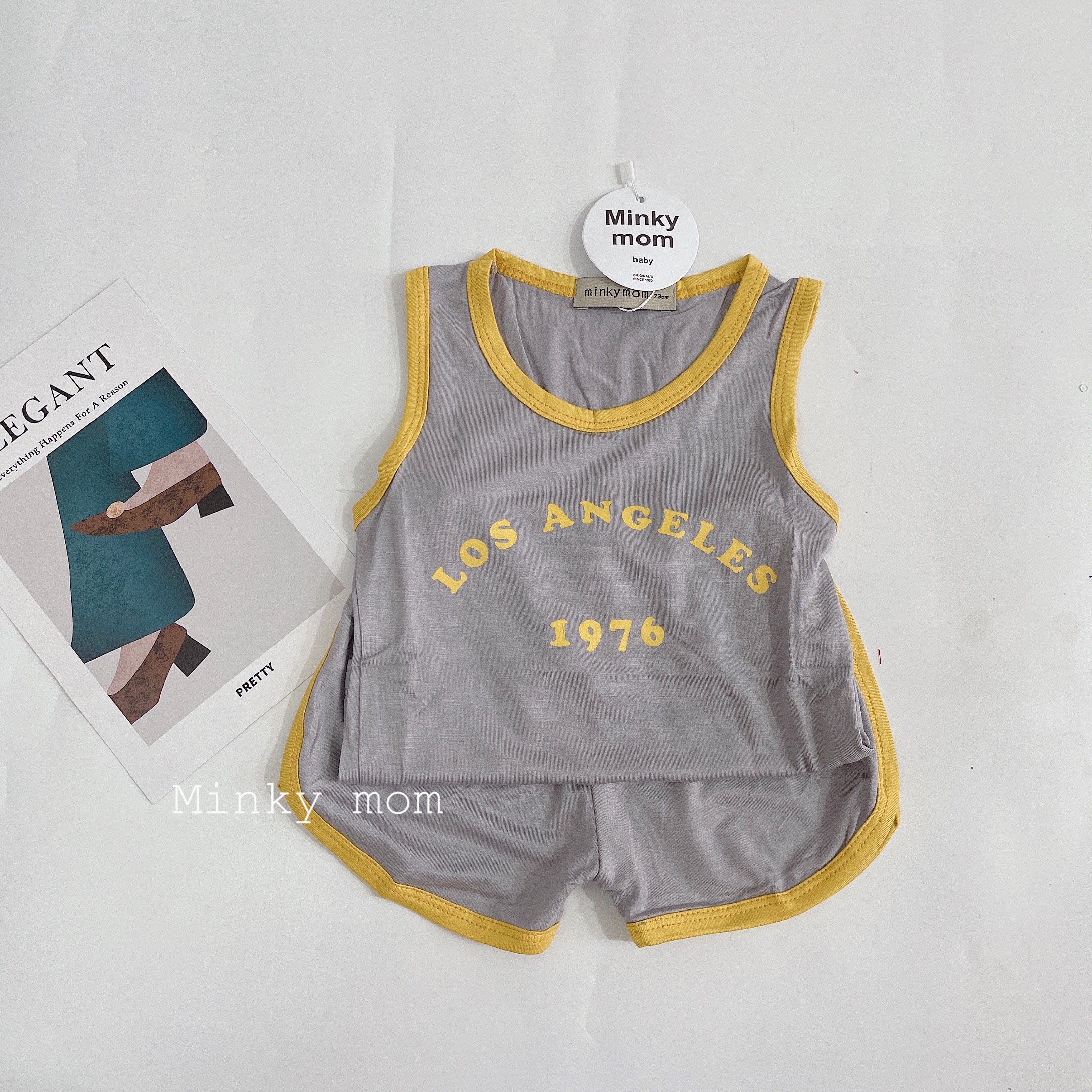 ( xả kho qua mẫu) Bộ Ba Lỗ Los Angeles 1976 Chất Thun Lạnh Minky Mom Chạy Viền Cực Đẹp Cho Bé | ẢNH THẬT SHOP CHỤP|