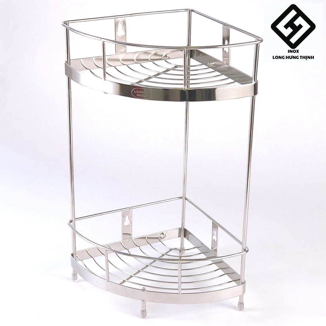 Kệ góc phòng tắm INOX 304 2 tầng cao cấp kệ góc 2 tầng đựng đồ dùng phòng bếp và phòng tắm tiện lợi