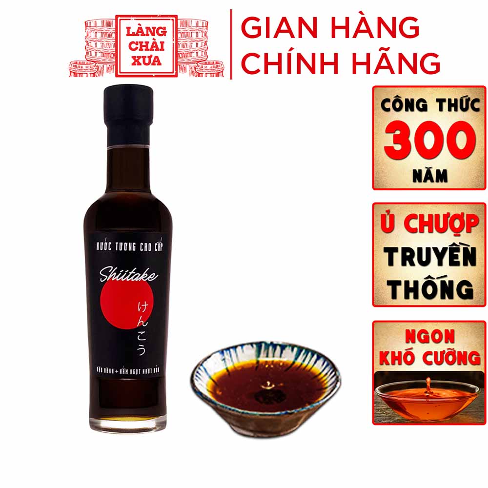 [Chai thủy tinh - 250ml] Nước tương cao cấp Shiitake có thành phần chính từ đậu nành và nấm ngọt Shiitake Nhật Bản