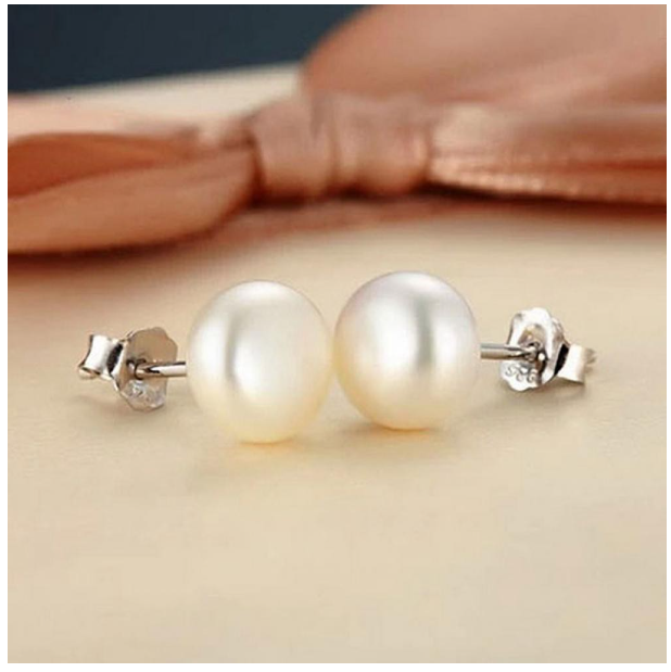   HCM   hot...hot  Bông Tai Ngọc Trai Trắng Nuôi Nước Ngọt Tự Nhiên  hình chụp thật 100% NGỌC 9 LY   