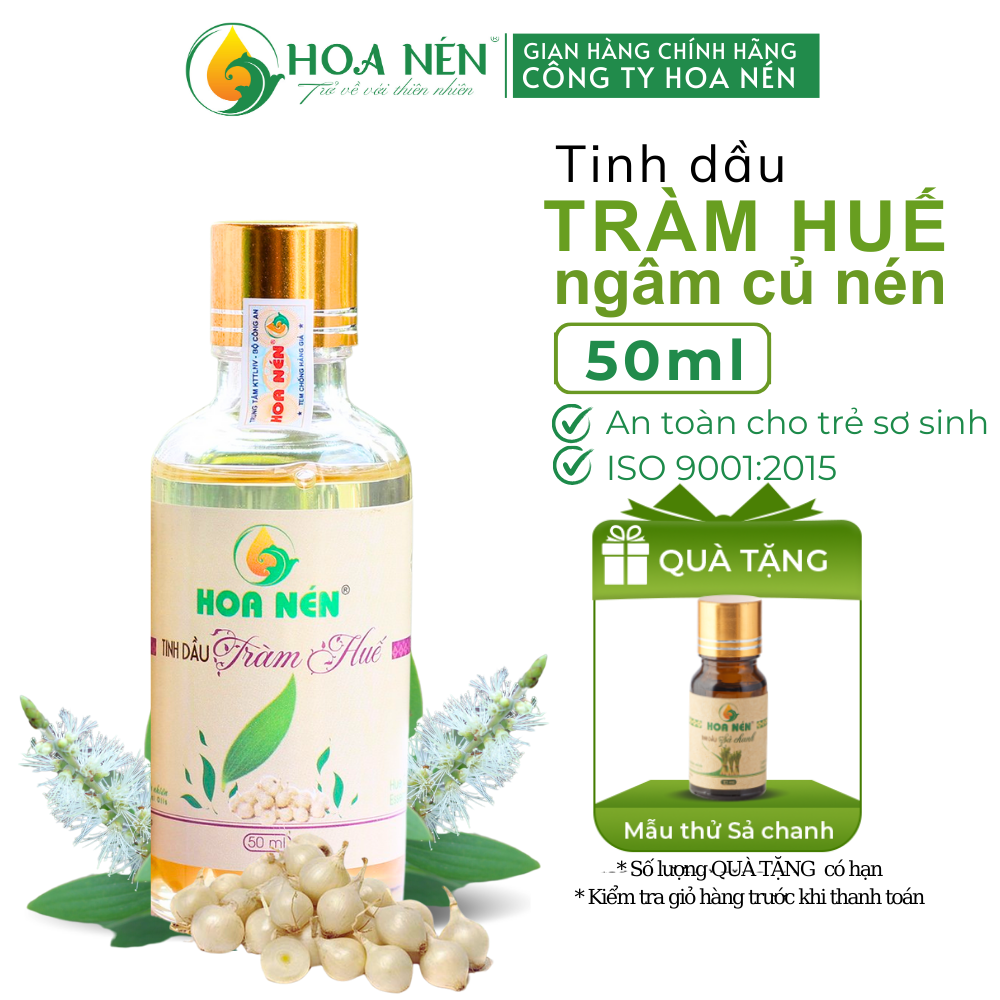 Tinh dầu Tràm Huế nguyên chất ngâm Củ Nén 50ml - Hoa Nén - Chuẩn VietGAP - Chăm sóc mẹ và bé - Vegan