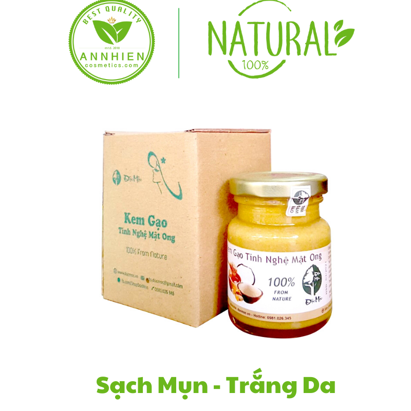 Kem gạo nghệ độc mộc - kem gạo tinh nghệ mật ong giúp ngừa thâm mụn - trắng da - mặt nạ an toàn cho bà bầu và mẹ sau sinh