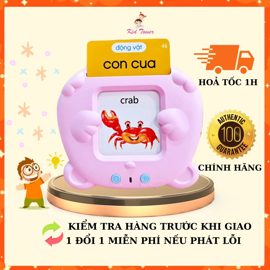 Máy Đọc Thẻ Tiếng anh flashcard song ngữ Anh Việt 224 từ vựng, 3 chế độ cho bé loại 1 chính hãng
