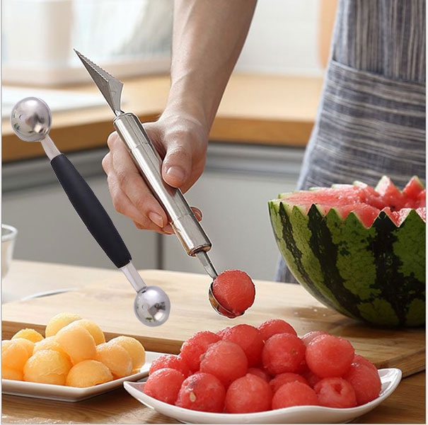 Combo 2 Muỗng 2 Đầu Inox Làm Bingsu Múc Kem Trái Cây Chuyên Dùng