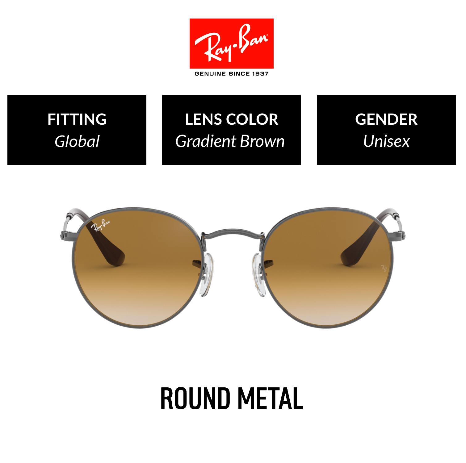 Mắt kính ray-ban round metal - rb3447n 004/51 - kính mát size 53