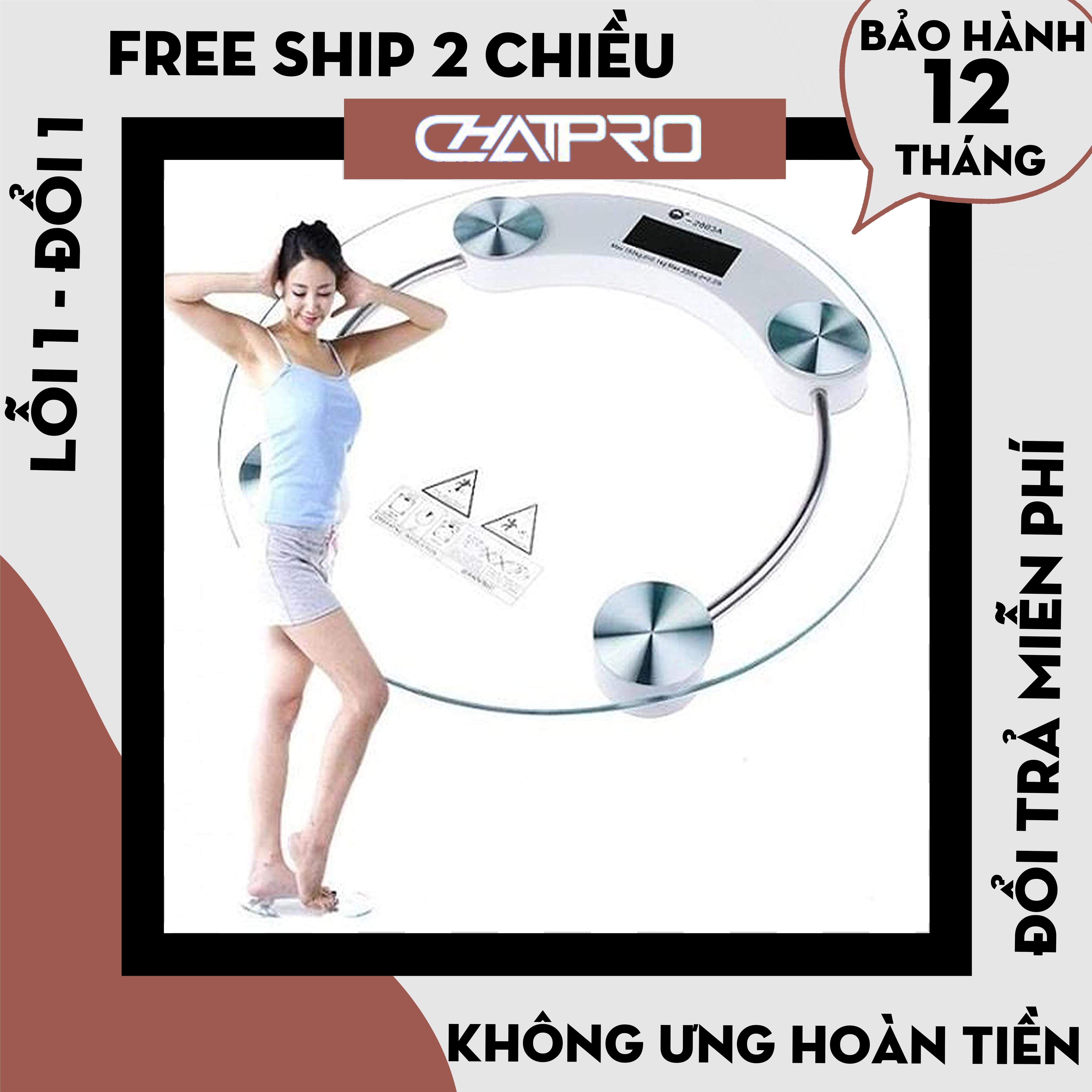 Cân Sức Khỏe -Cân Điện Tử Hình Tròn (Trong Suốt) Bh 12 tháng