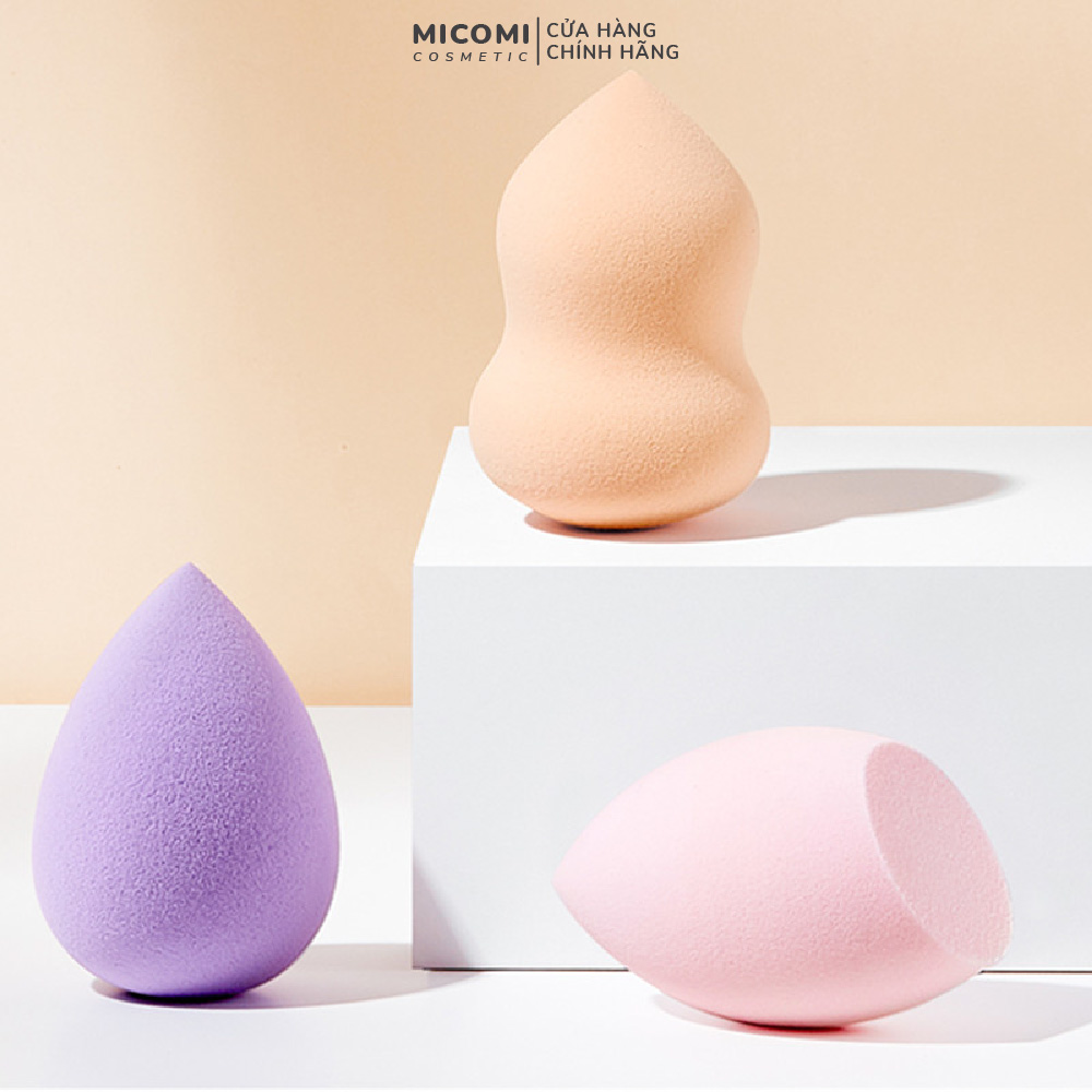 Mút Trang Điểm Tán Kem Nền Đánh Phấn Đánh Nền Che Khuyết Điểm Make Up Chất Mềm Mịn Hình Giọt Nước Hồ Lô Vát Cạnh Đa Dụng MICOMI Cosmetics