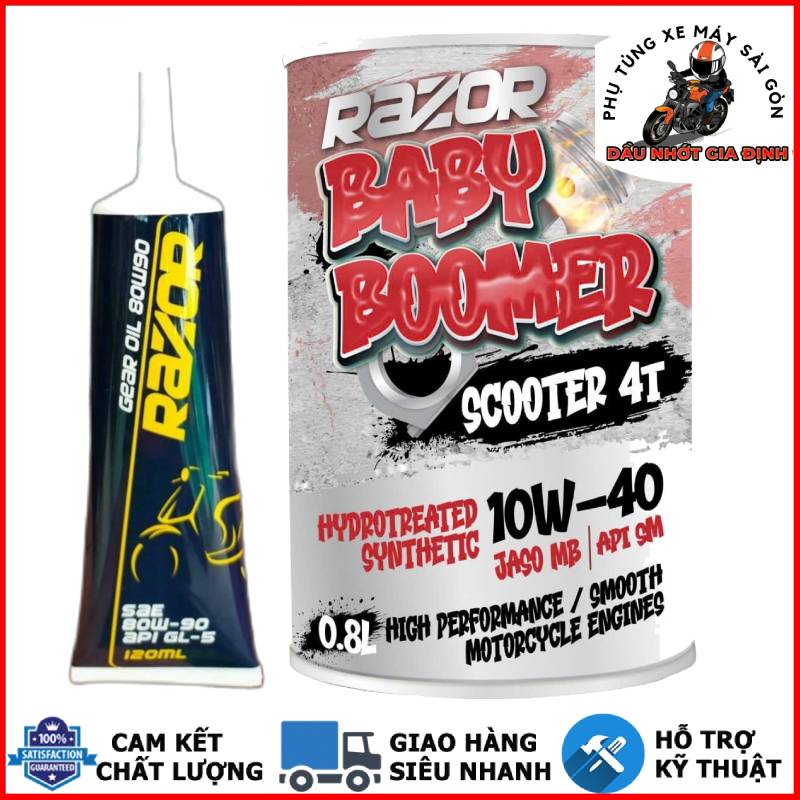 Nhớt xe ga Razor Scooter Baby Boomer 10W40 800ML tổng hợp [Mua 5 tặng 1 phểu]