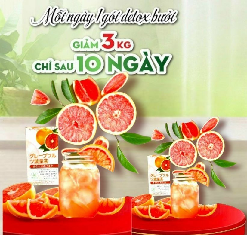 Trà bưởi đỏ detox nhật bản Enherb Tea Hộp 20 gói - Giảm Cân, đẹp da tăng cường đề kháng Hiệu Quả