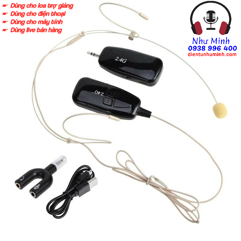 [HCM]Micro không dây đeo tai hạt gạo trắng 2.4G