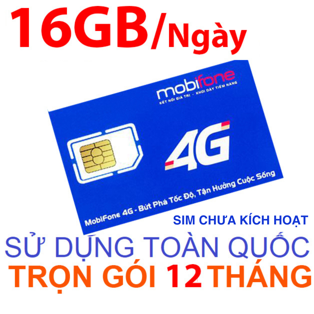 CHƯA KÍCH HOẠT. Sim 4g Mobi 1 năm 150GB/tháng 180gb/tháng 12max90 12FD50 12MDT50