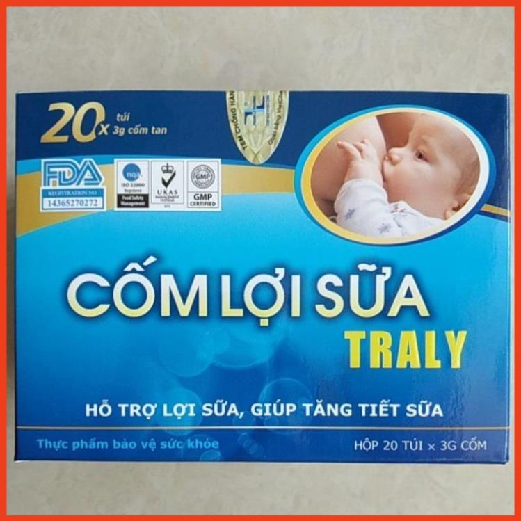 Cốm lợi sữa TRALY Hộp 20 gói - Hỗ trợ lợi sữa, giúp tăng tiết sữa - Traly hiệu quả hơn Mummilk đã được kiểm