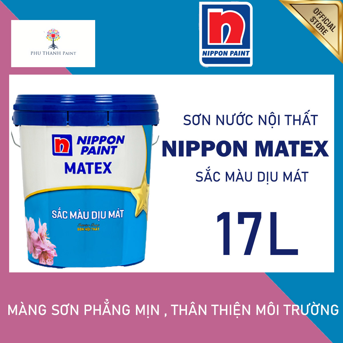 Sơn nước trong nhà cao cấp Nippon Matex Sắc Màu Dịu Mát