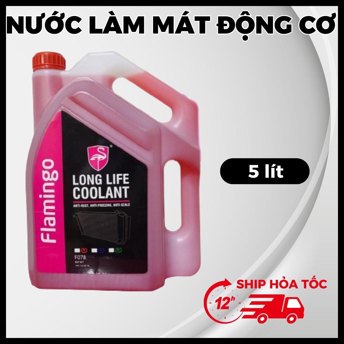 Nước làm mát động cơ ô tô màu Đỏ Flamingo F078R - 5 lít - Giảm độ nóng của động cơ