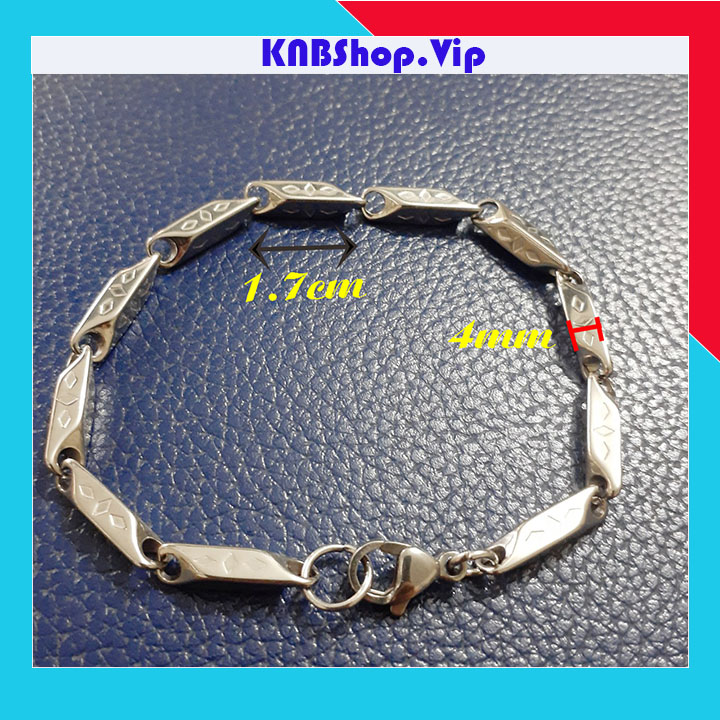Lắc tay inox hỏa tiễn 4mm chạm kí hiệu đẹp, không đen, không gỉ - Chọn size theo yêu cầu