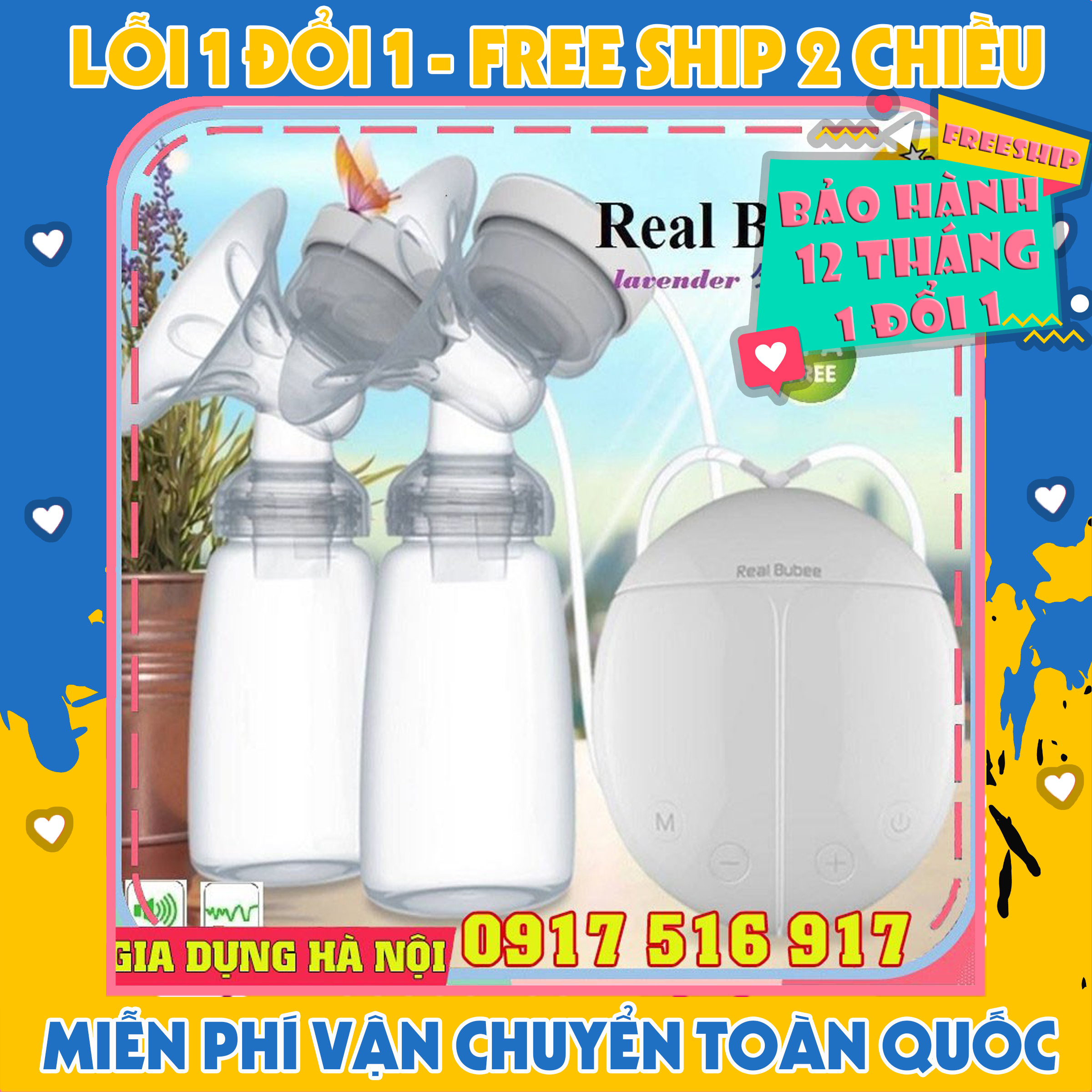 Máy Hút Sữa Điện Đôi Real Bubee Thiết Kế Nhỏ Gọn, Thông Minh Dễ Dàng Sử Dụng