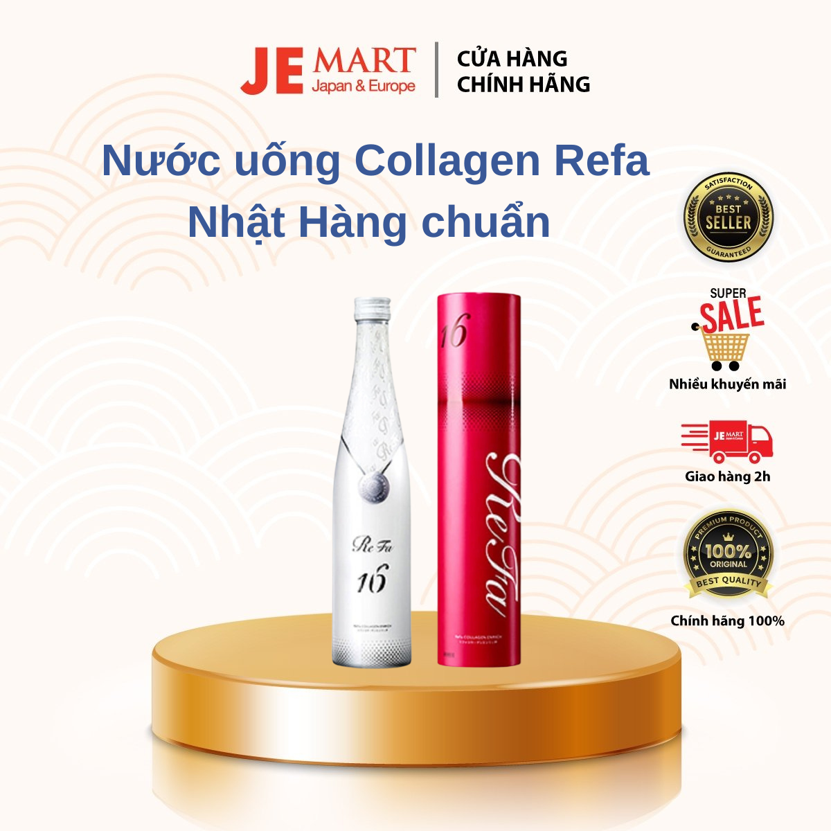 Nước Uống Trắng Da Refa 16 Collagen Enrich Nhật Bản 480ml hàm lượng 160.000mg collagen - Căng da, mịn da, trẻ hoá da, ngừa lão hoá từ collagen