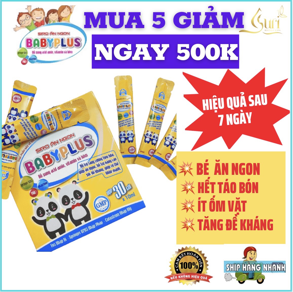 [XẢ KHO 3 NGÀY] COMBO 5 HỘP SIRO ĂN NGON BABYPLUS - GIÚP BÉ ĂN NGON, HẤP THỤ TỐT, TĂNG CÂN TỰ NHIÊN, HẾT TÁO BÓN, TĂNG SỨC ĐỀ KHÁNG - (KÈM QUÀ TẶNG XINH CHO BÉ)