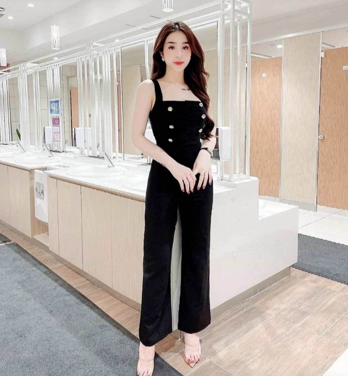 Jum dài ống rộng 2s đính nút sang chảnh