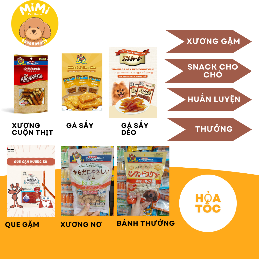Xương gặm,que gặm sạch răng cho chó - Snack ăn vặt chó hiệu Doggy Man vị gà, sữa,bò- Gói 120g