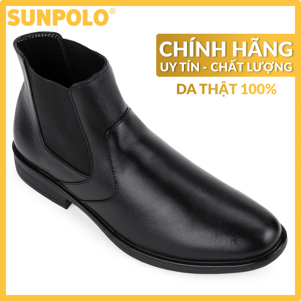 Giày Boots Nam Cổ Cao Da Bò SUNPOLO BOOT01 (Đen)