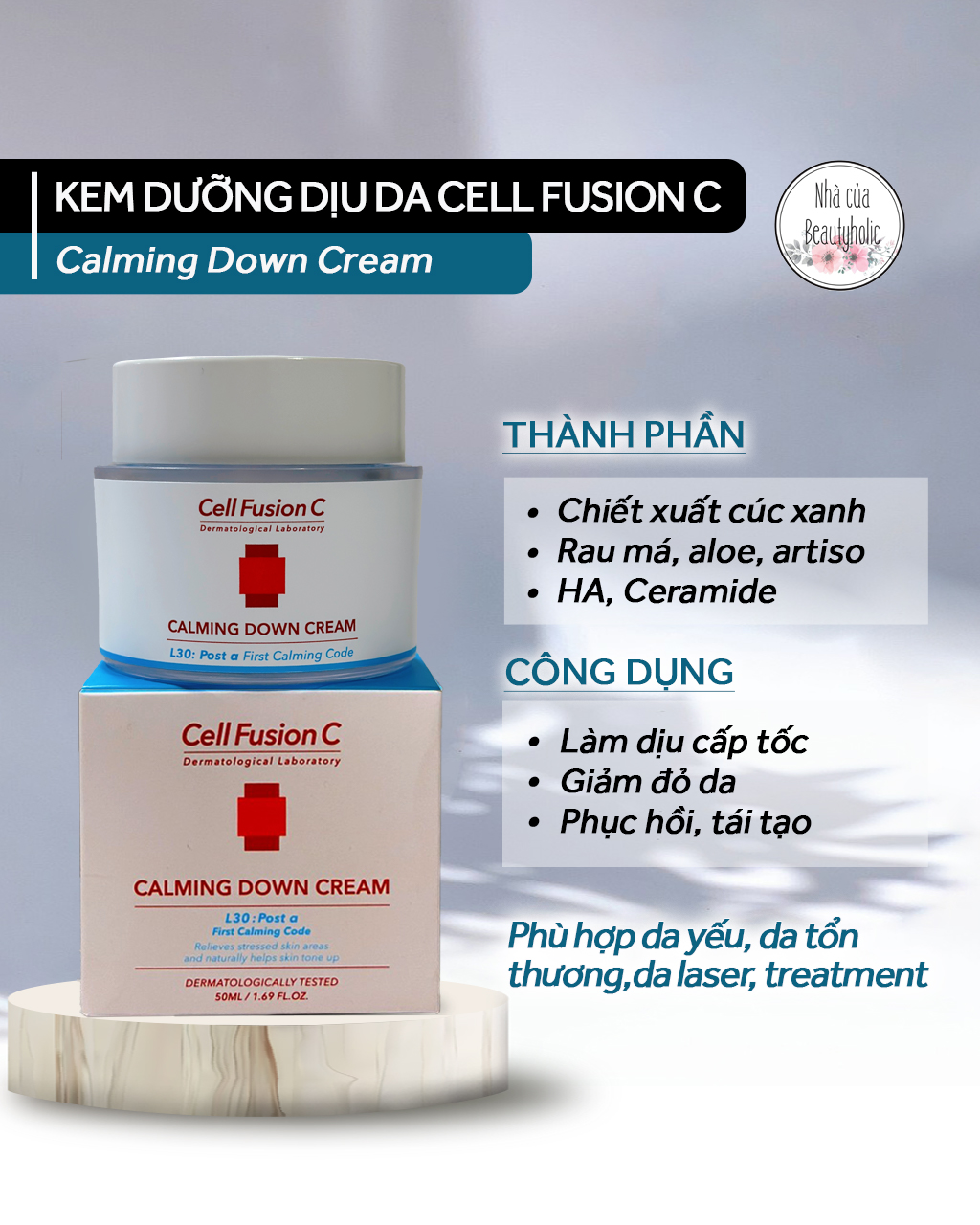 Kem dưỡng dịu da cell fusion c calming down 50ml