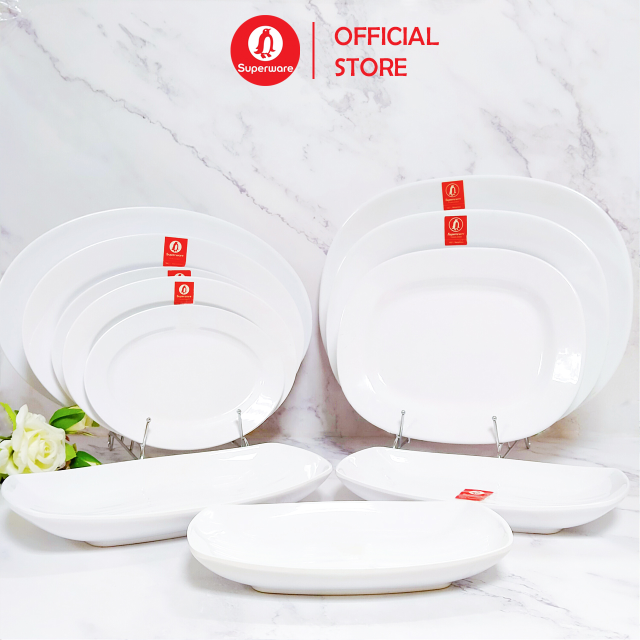 Đĩa Xoài Đĩa Thuyền SUPERWARE Nhựa phíp 100% melamine Trắng