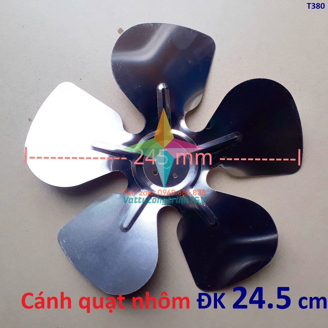 Cánh quạt nhôm 5 cánh đường kính 24.5cm