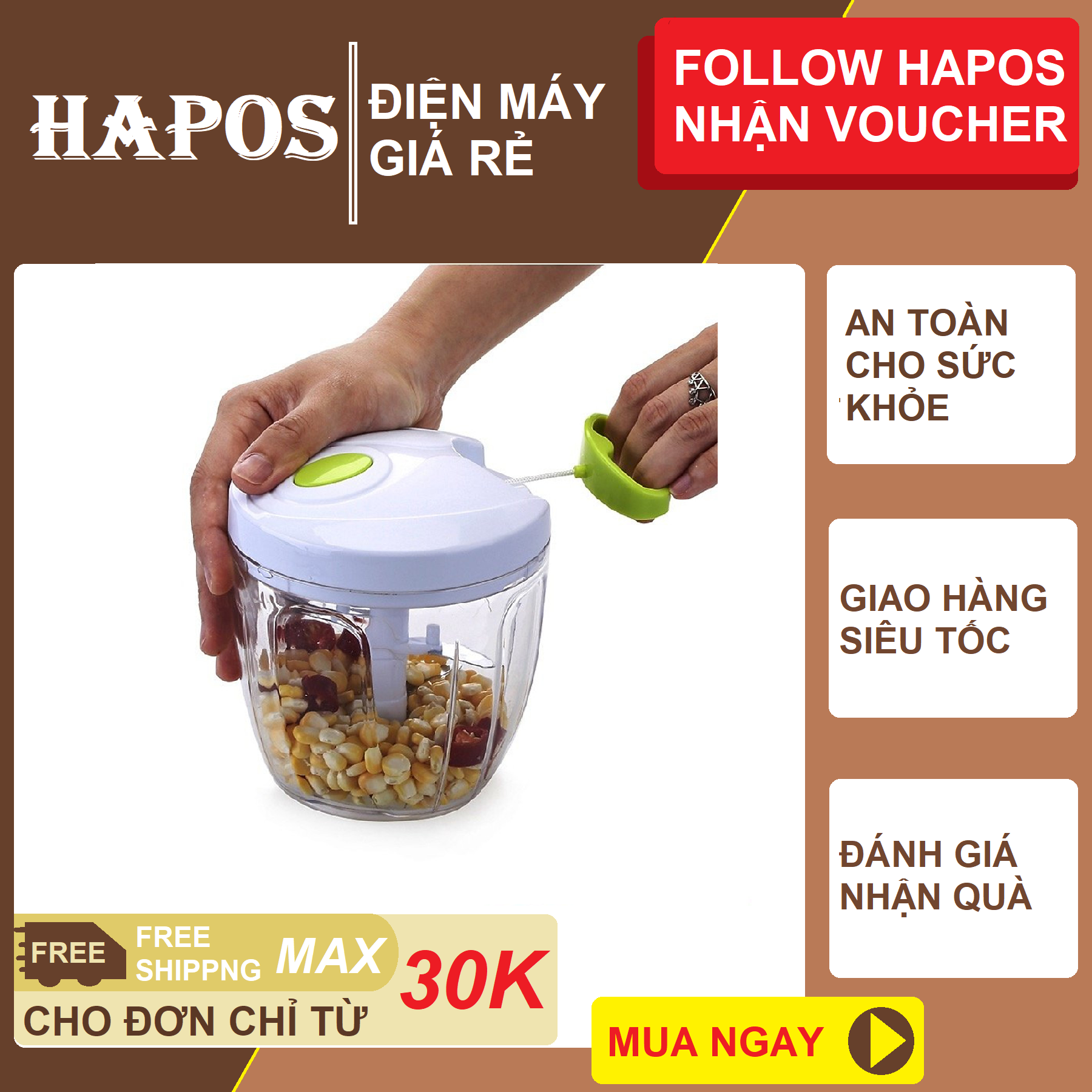 Xay Tỏi Ớt Bằng Tay Lock&Lock Quick Chopper CKS307