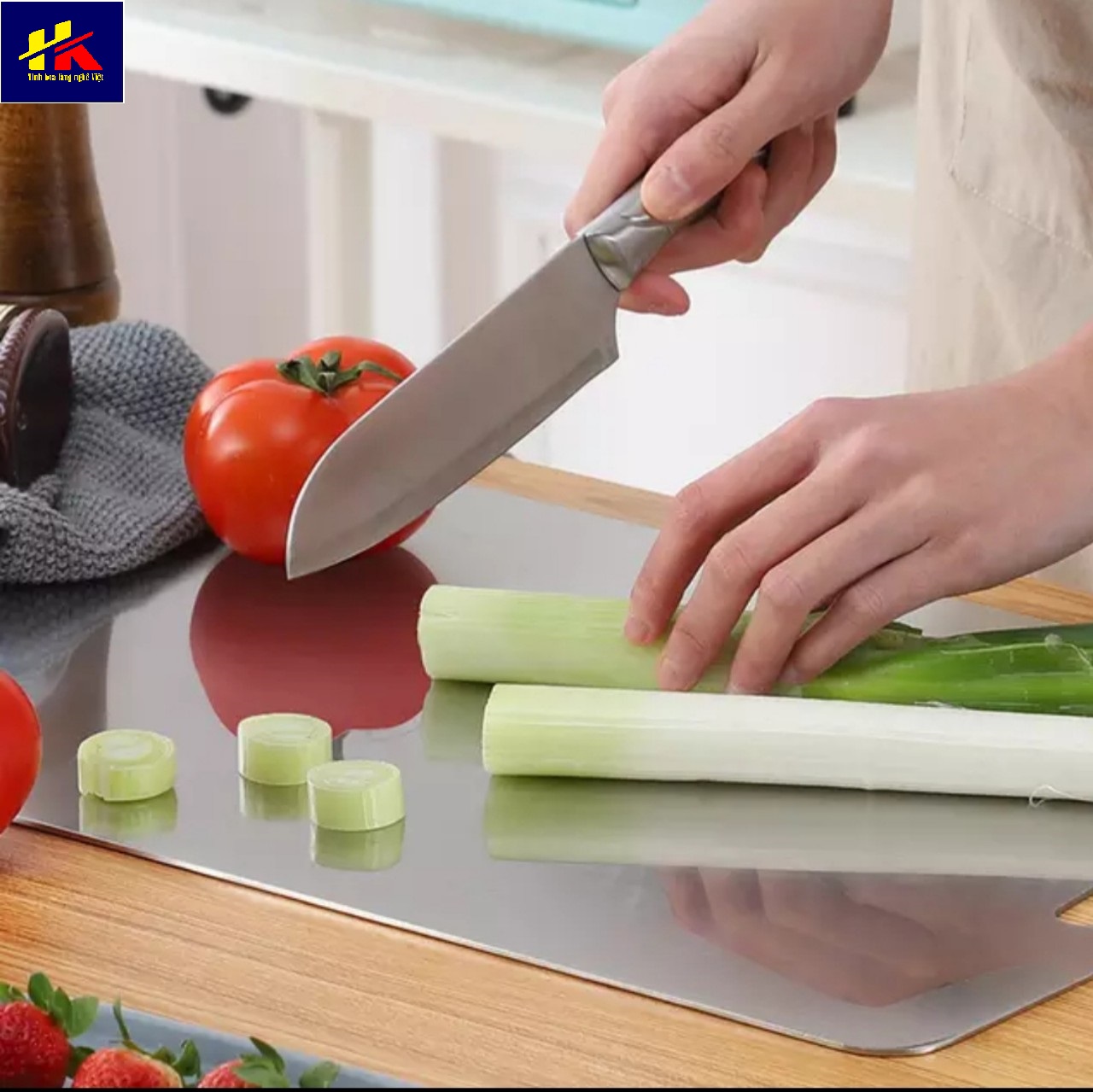 Thớt inox 304 kháng khuẩn cao cấp chống ẩm mốc, Không gây cùn dao, Thớt Inox SUS 304 chống chống rẻ sét nấm mốc