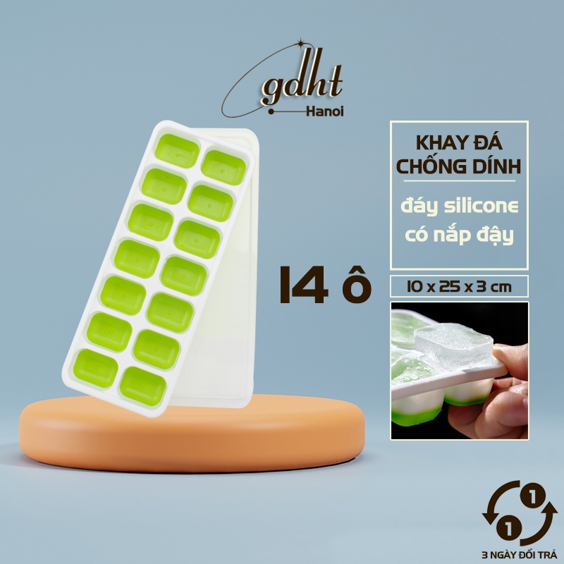 Khay đá chống dính 14 ô có nắp đậy, khay làm đá sillicon ,Khay làm đá nhựa 33 ô tròn, khay đá 96 ô, dễ dàng lấy đá ra khỏi khay, tiện dụng, đồ dùng tử lạnh, đồ gia dụng (KD14)Gia dụng Huy Tuấn Hà Nội