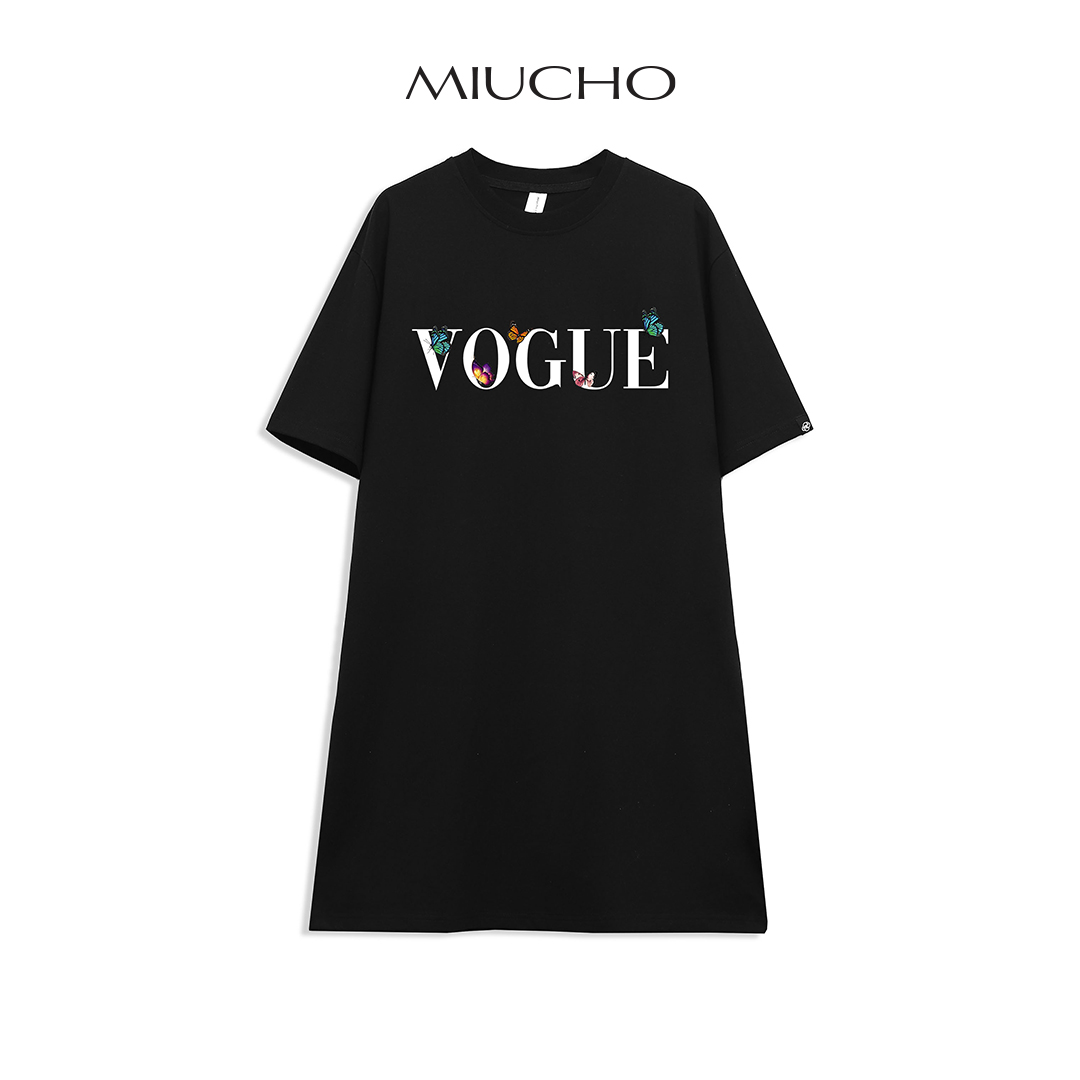 Đầm suông dài tay lỡ, váy suông dáng dài tay vintage nữ cổ tròn chất cotton bigsize DT021 Miucho in basic