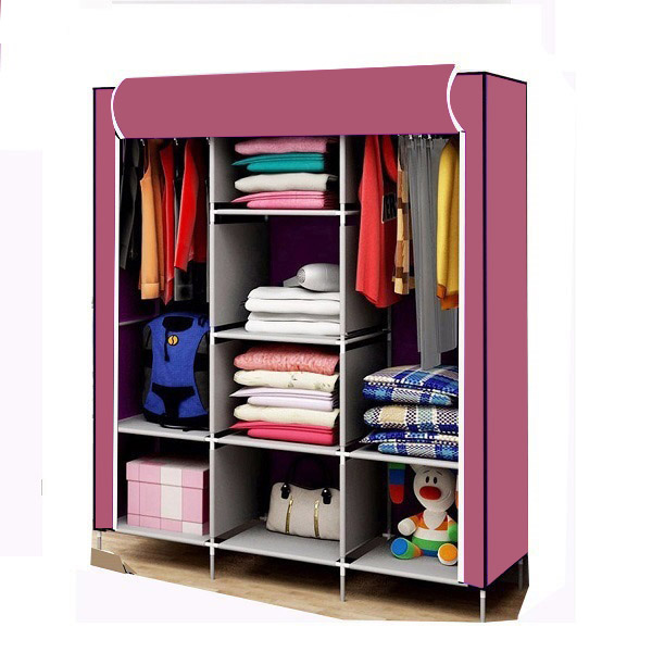 Tủ vải quần áo cấp 3 buồng 8 ngăn, khung sắt, thương hiệu AVC. -Việt Nam sản xuất( được chọn màu Xanh, đỏ đậm)(Mã hàng: M3).