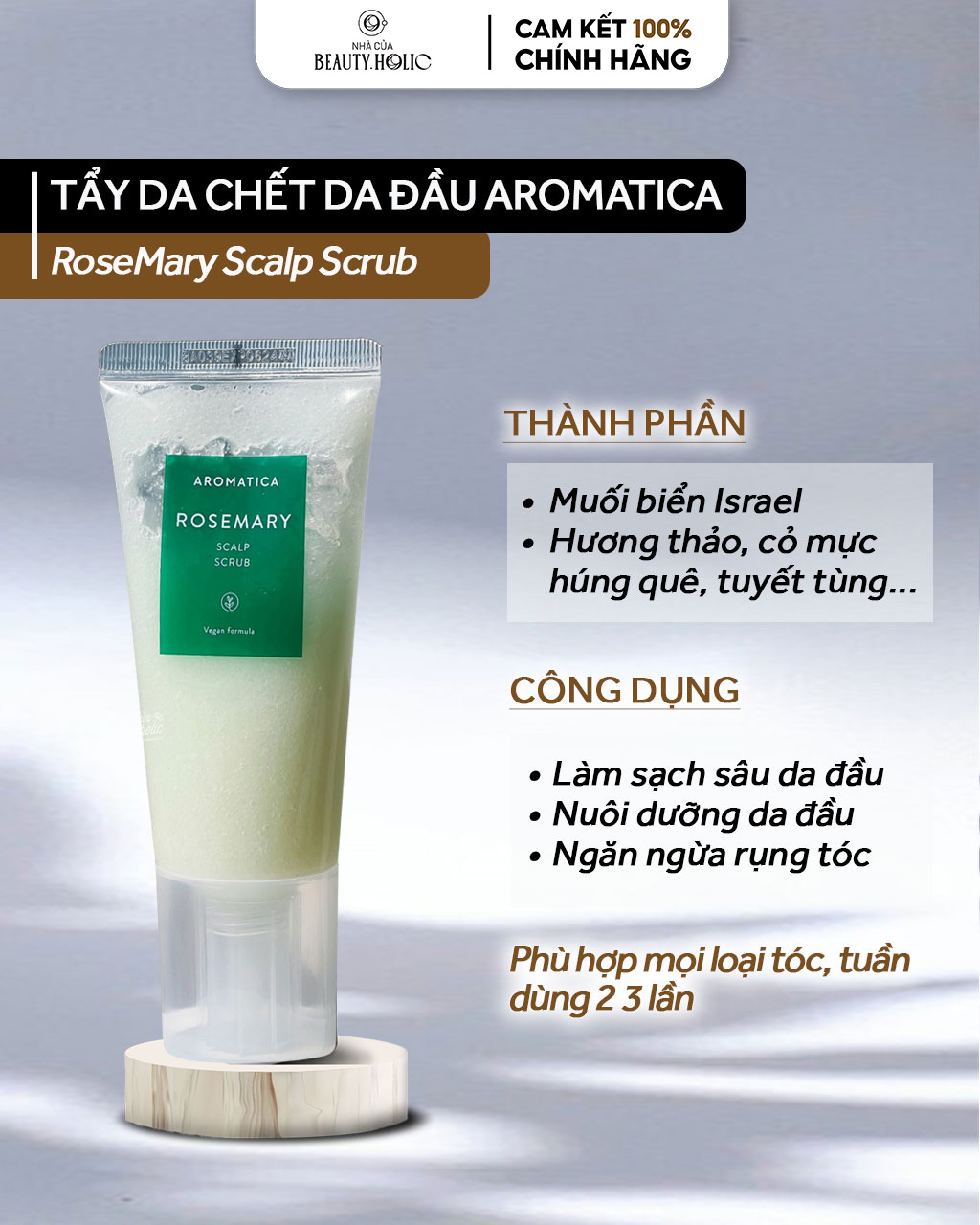 [Nhacuabeautyholic] Tẩy da chết tóc & da đầu AROMATICA ROSEMARY SCALP SCRUB