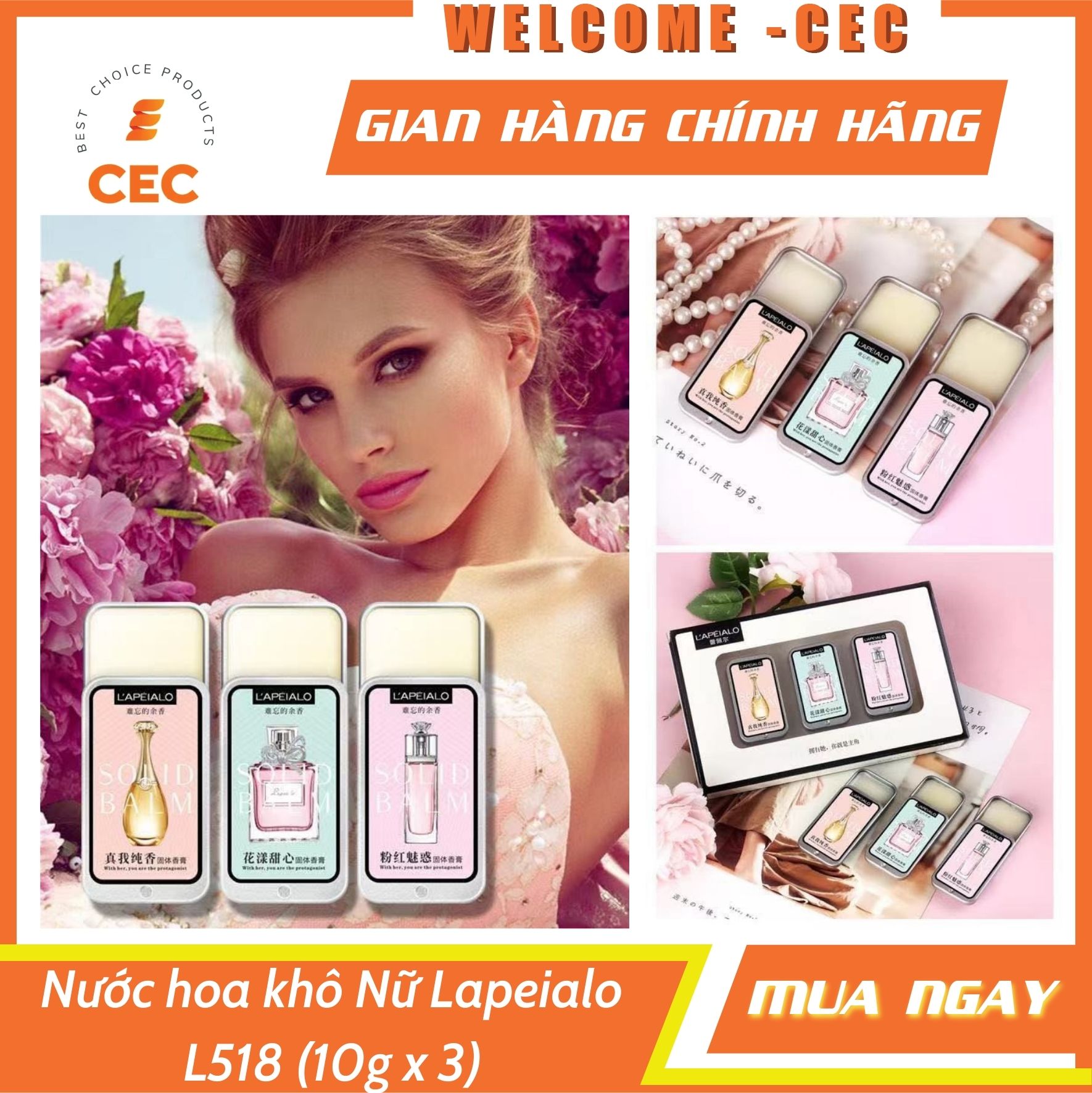[FREESHIP] Nước hoa khô Nữ LAPEIALO 10g - Set 3 mùi Nước hoa sáp Unisex cho Nam Nữ có mùi hương thơm quyến rũ dịu mát sang trọng L518 [CEC Store]