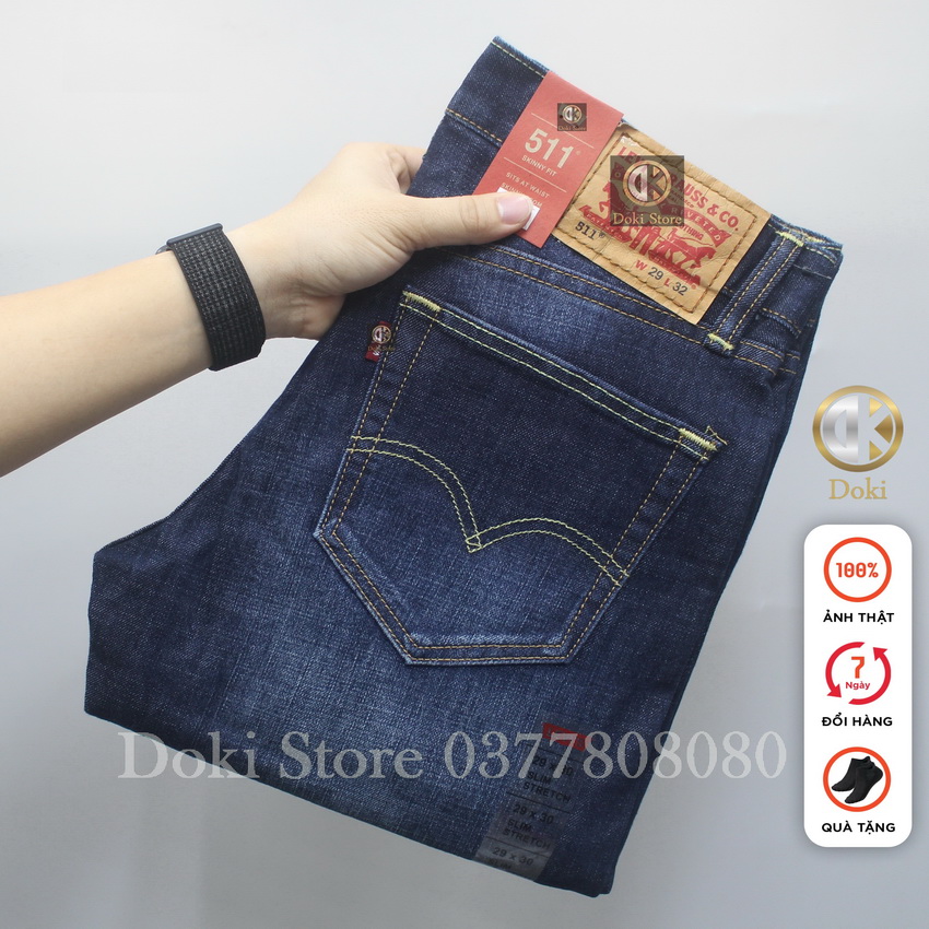 Quần Jean Nam Cao Cấp Màu Xanh Đậm DK-21 Quần bò Nam Dáng Ôm Đứng, Chất vải co giãn thoáng mát, Lịch Sự Trẻ Trung - DOKI