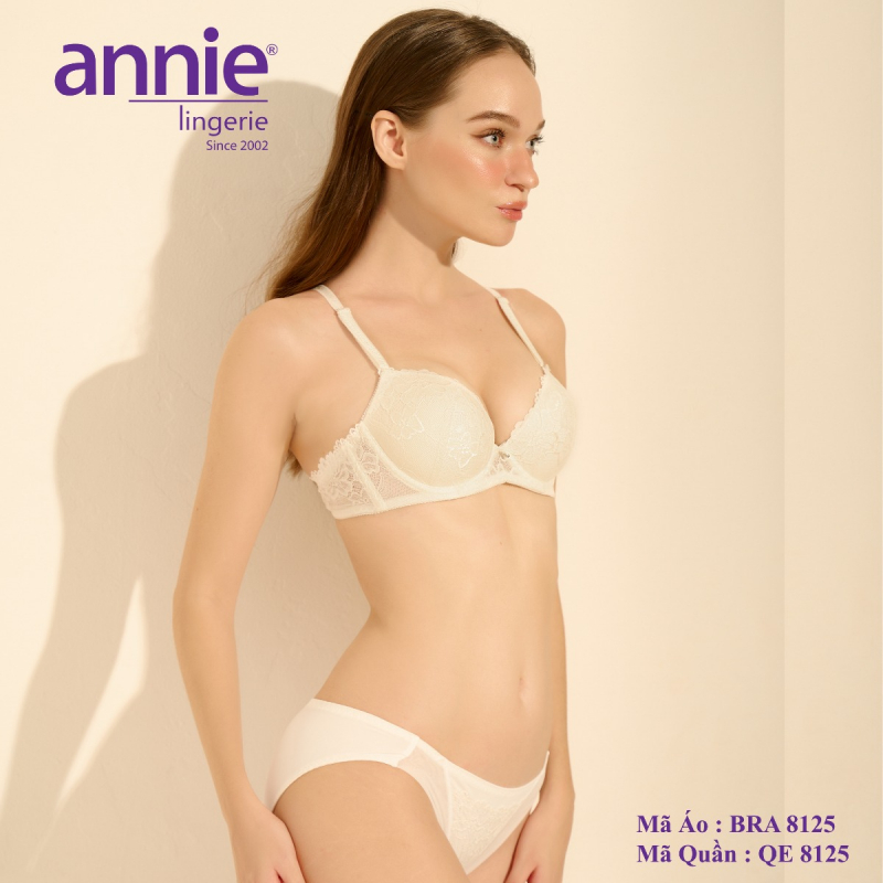Set nội y annie BF8125 áo mouse dày nâng ngực, quần thun lạnh thoáng mát phối ren quyến rũ