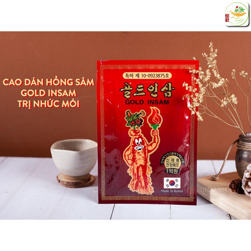 ( Combo 10 gói) Cao dán hồng sâm hàn quốc Insam đỏ chính hãng, gói 20 miếng - Chăm sóc chấn thương, giảm đau nhức, Thaochihanghan