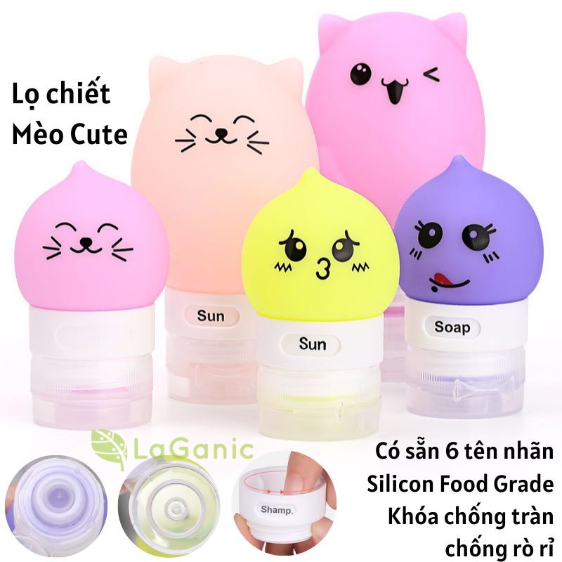 [Mua 3 Tặng 1 túi Mirage] Lọ Chiết Mỹ Phẩm Silicon Mèo Dễ Thương 37ml, 89ml