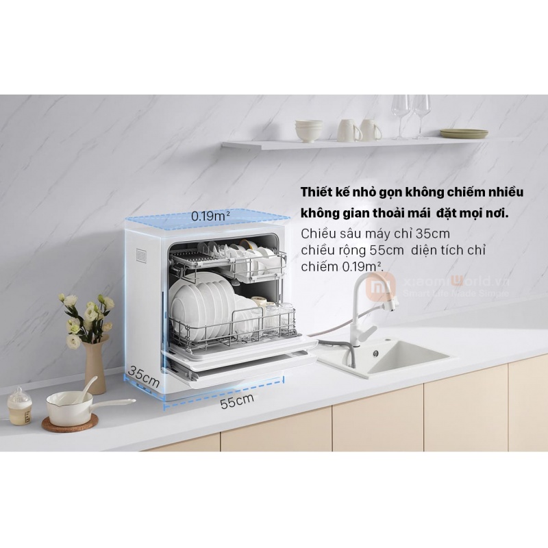 Máy Rửa Bát Xiaomi Mijia S2 5 Bộ Newmodel 2024 - Khử trùng sấy khô - 7 chế độ thông dụng, kết nối ap thông minh