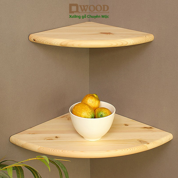 Kệ góc gỗ thông Dwood bắt góc tường 90 độ