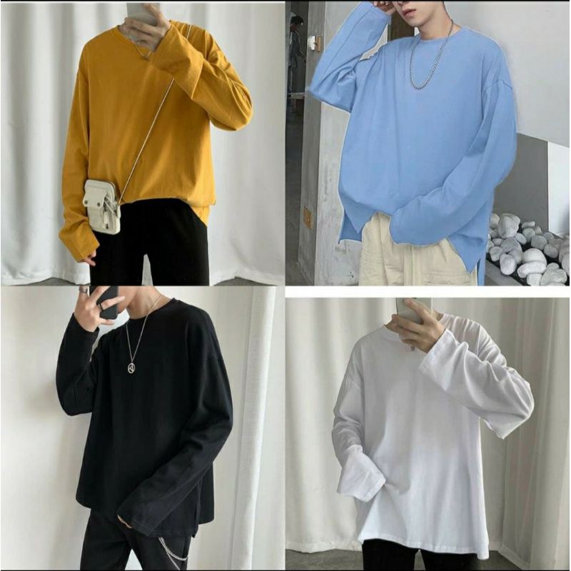 Áo thun trơn dày tay longtee dáng rộng hàn quốc