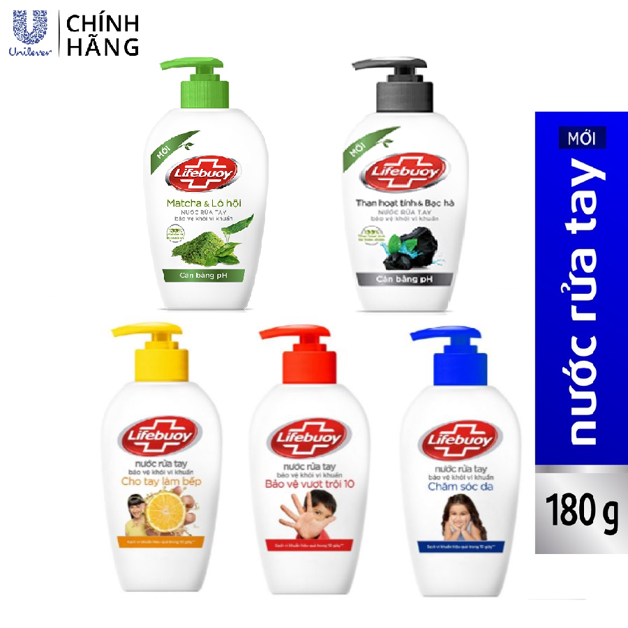 Nước rửa tay Lifebuoy 180g 5 màu lựa chọn