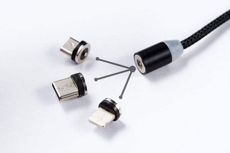 Cáp sạc từ dây dù 3 đầu hít nam châm đa năng 3 in 1-1 dây kèm 3 đầu sạc, dây sạc chắc chắn siêu bền