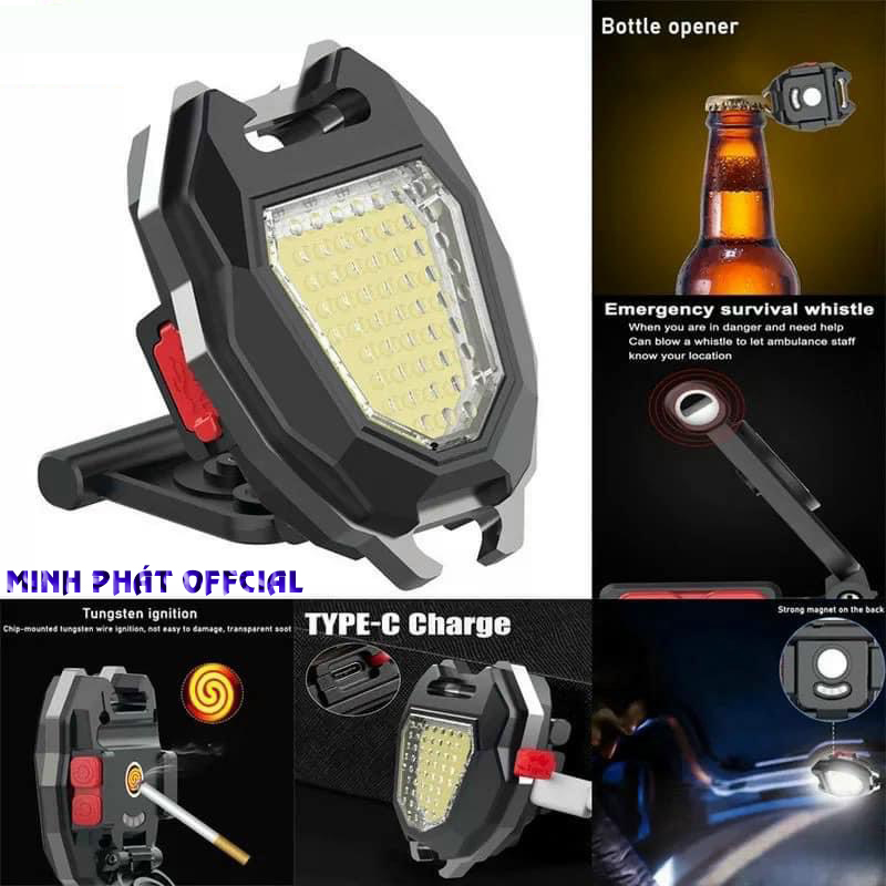 Đèn pin móc khoá kiêm bật lửa khò 5in1 siêu xịn