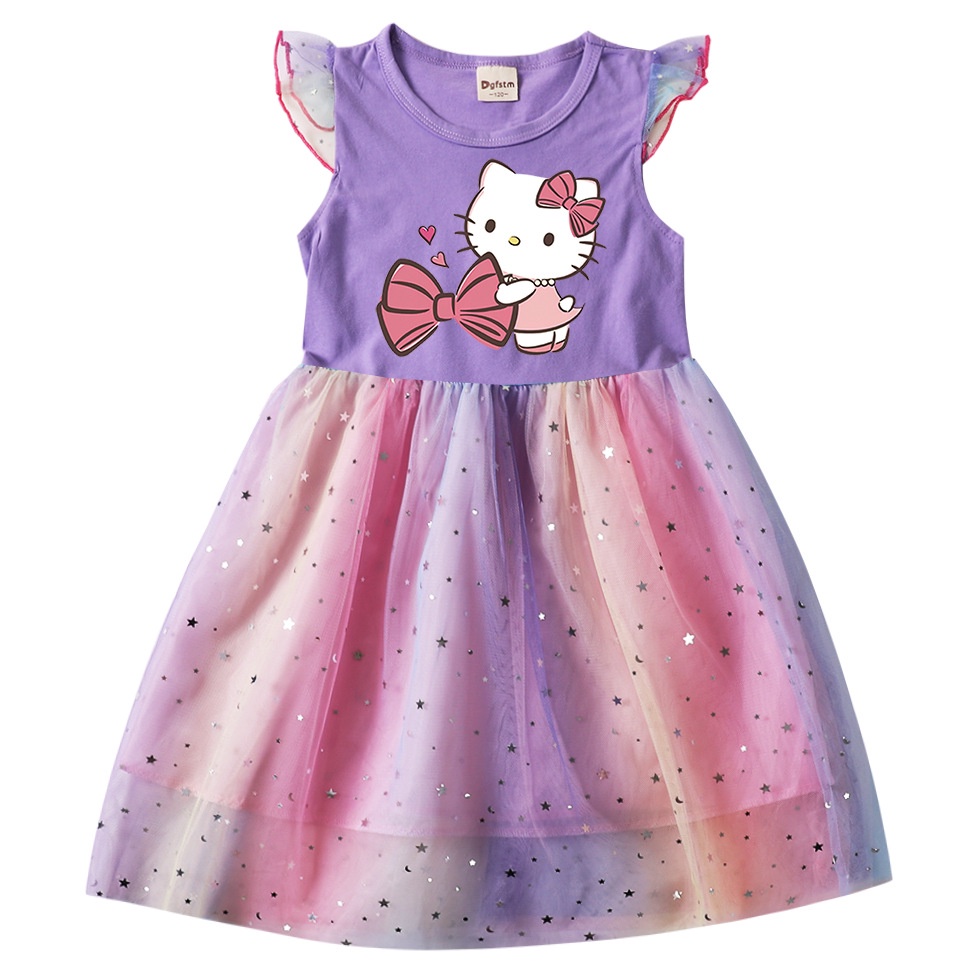 Sale lỗi nhẹ Chân váy thun trẻ em hình Mèo Hello Kitty chấm bi màu hồng  nhạt size số 2 cho bé gái 2 tuổi  CVKTBIH Khaly Shop