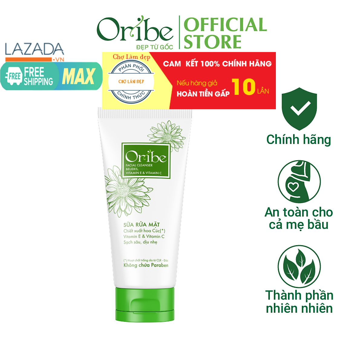 Sữa rửa mặt sạch sâu dịu nhẹ trắng khỏe tự nhiên oribe 50g - 100g