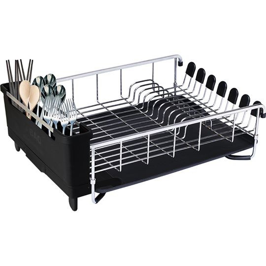 Kệ chén dĩa Bao Inox KCM3655 với mâm nhựa thoát nước kèm hộp đựng muỗng đũa